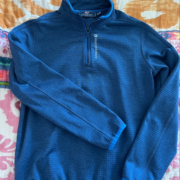 Vineyard Vines boys Medium Quarter Zip Blue - Picture 1 of 2